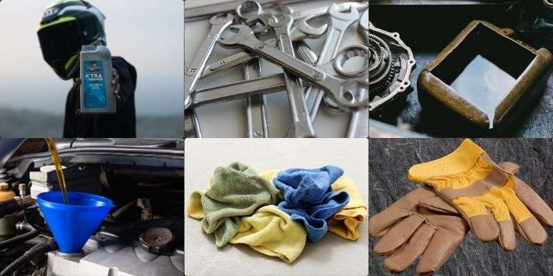 ilustrasi peralatan yang perlu dipersiapkan untuk ganti oli motor